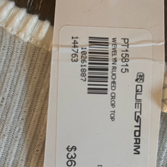 Cream Ribbed Ruched Blouse - Picture 6 of 7